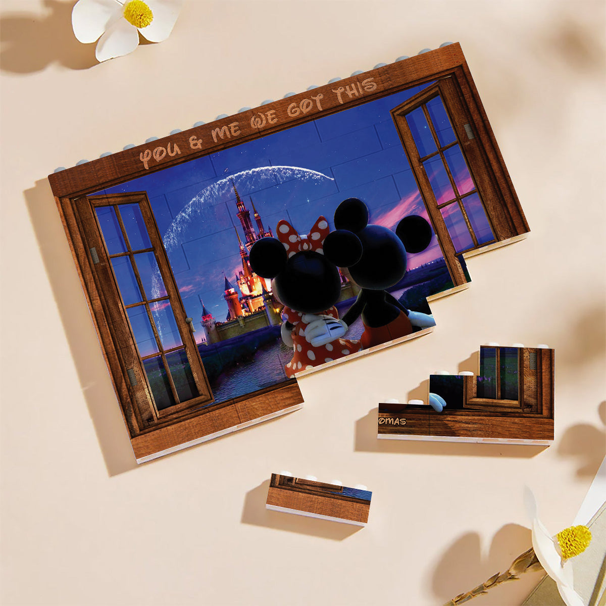 Personalized One-Sided Rectangle Building Brick Blocks for Couples One-sided Rectangle Building Brick Blocks GradoCreations