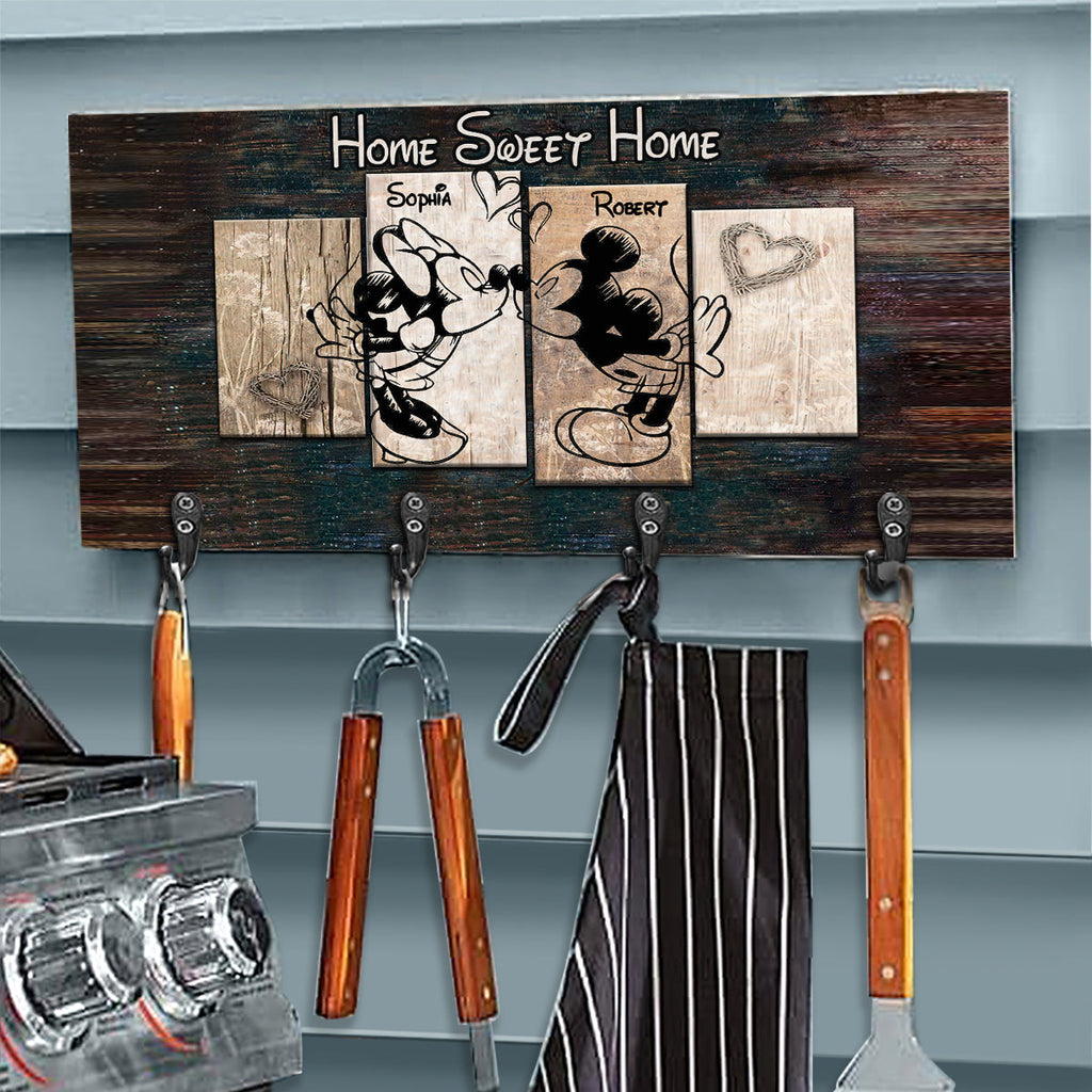 Personalized Home Sweet Home Key Rack Custom Name Gift Key Rack GradoCreations