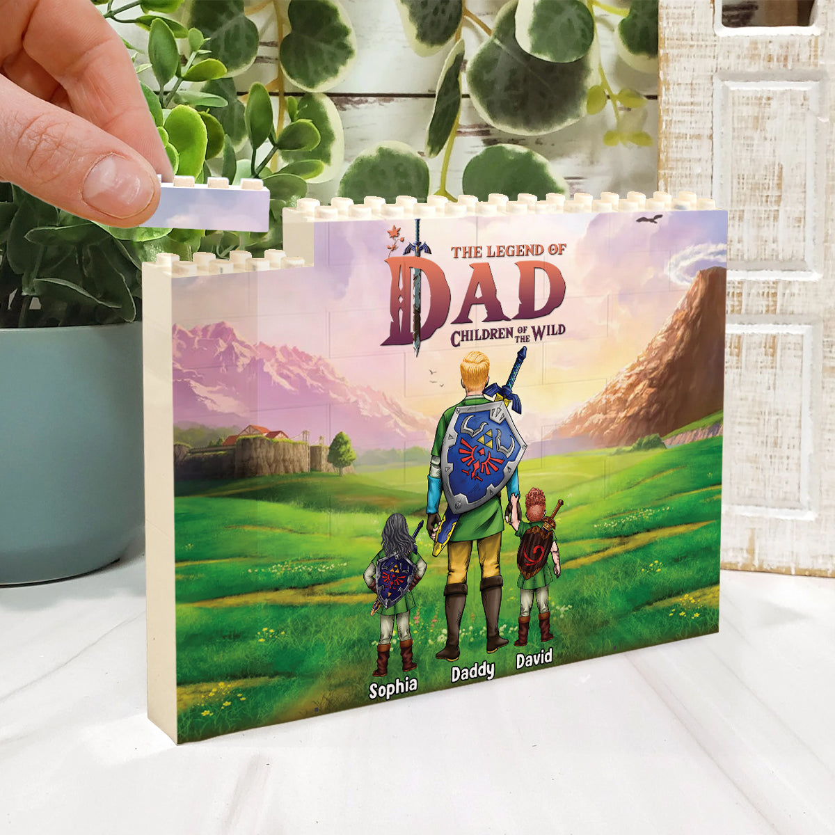 Personalized Building Brick Block Unique Gift for Dad One-sided Rectangle Building Brick Blocks GradoCreations