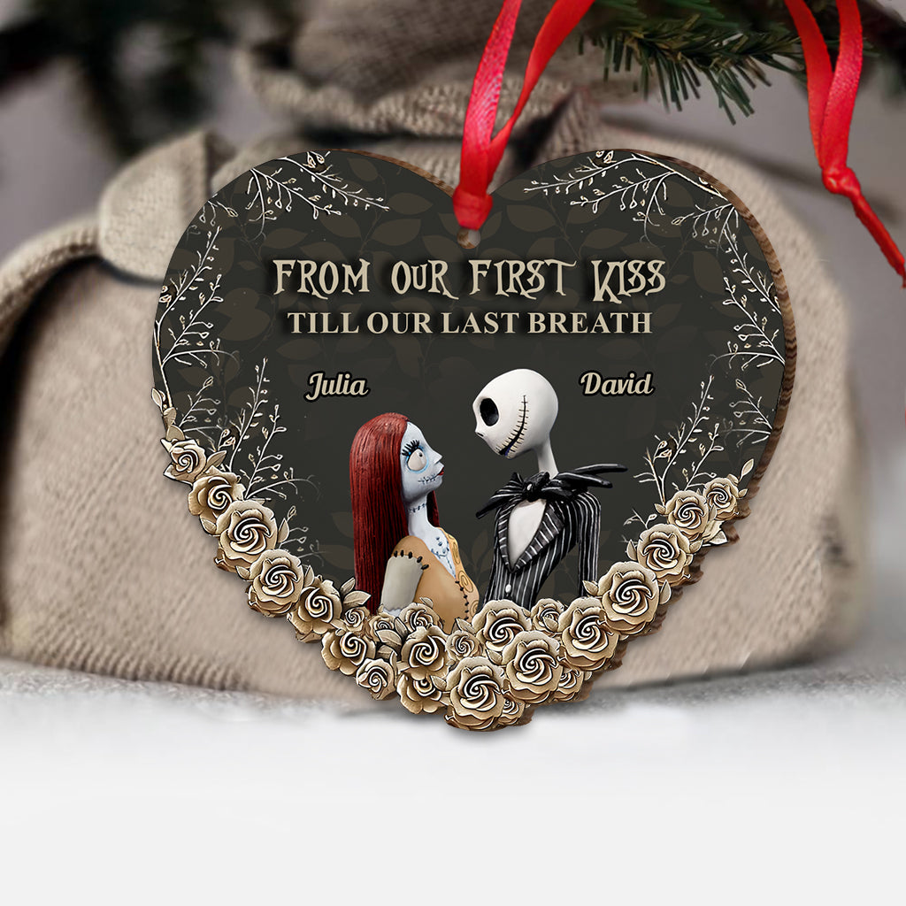 Personalized Nightmare Before Christmas Heart Ornament Custom Names Gift for Couples Ornament GradoCreations