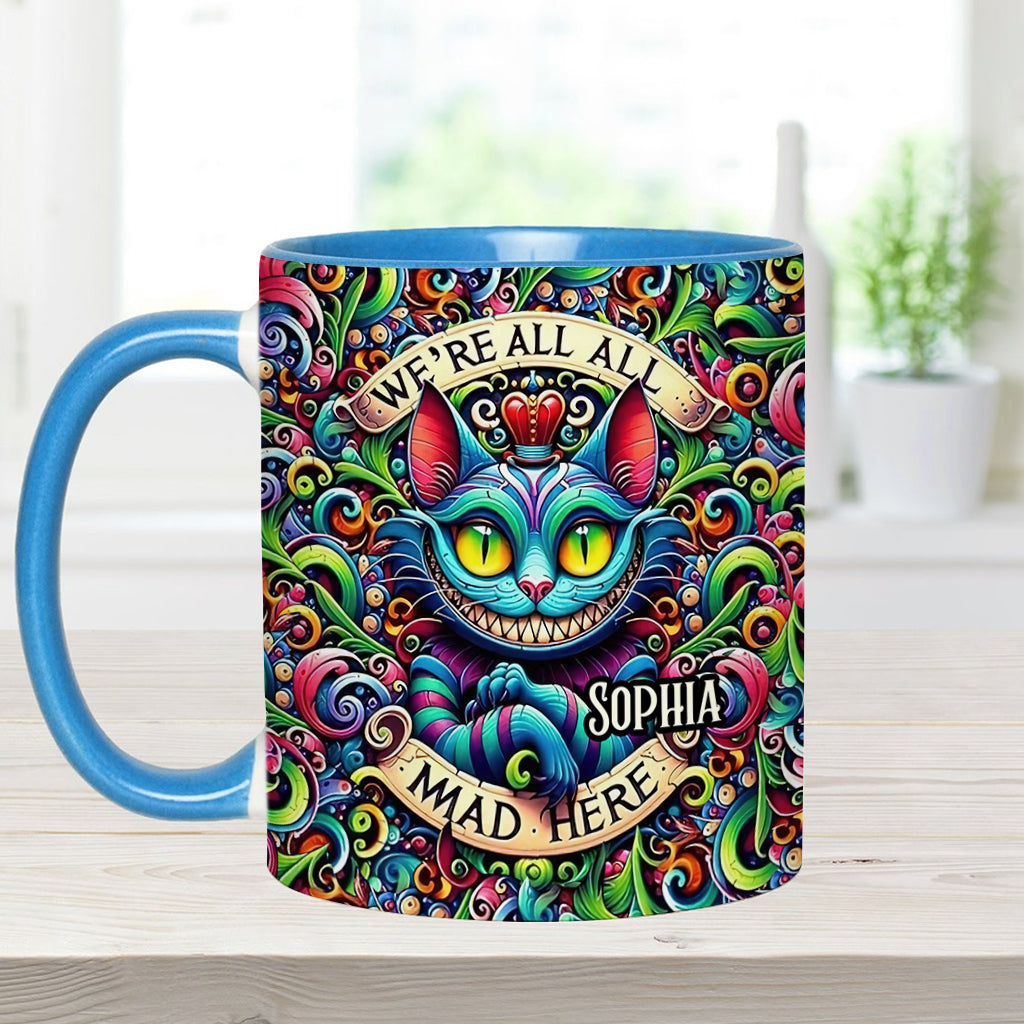 Personalized Ceramic Accent Mug with Colorful Cat Design for Birthdays or Christmas Accent Mug GradoCreations