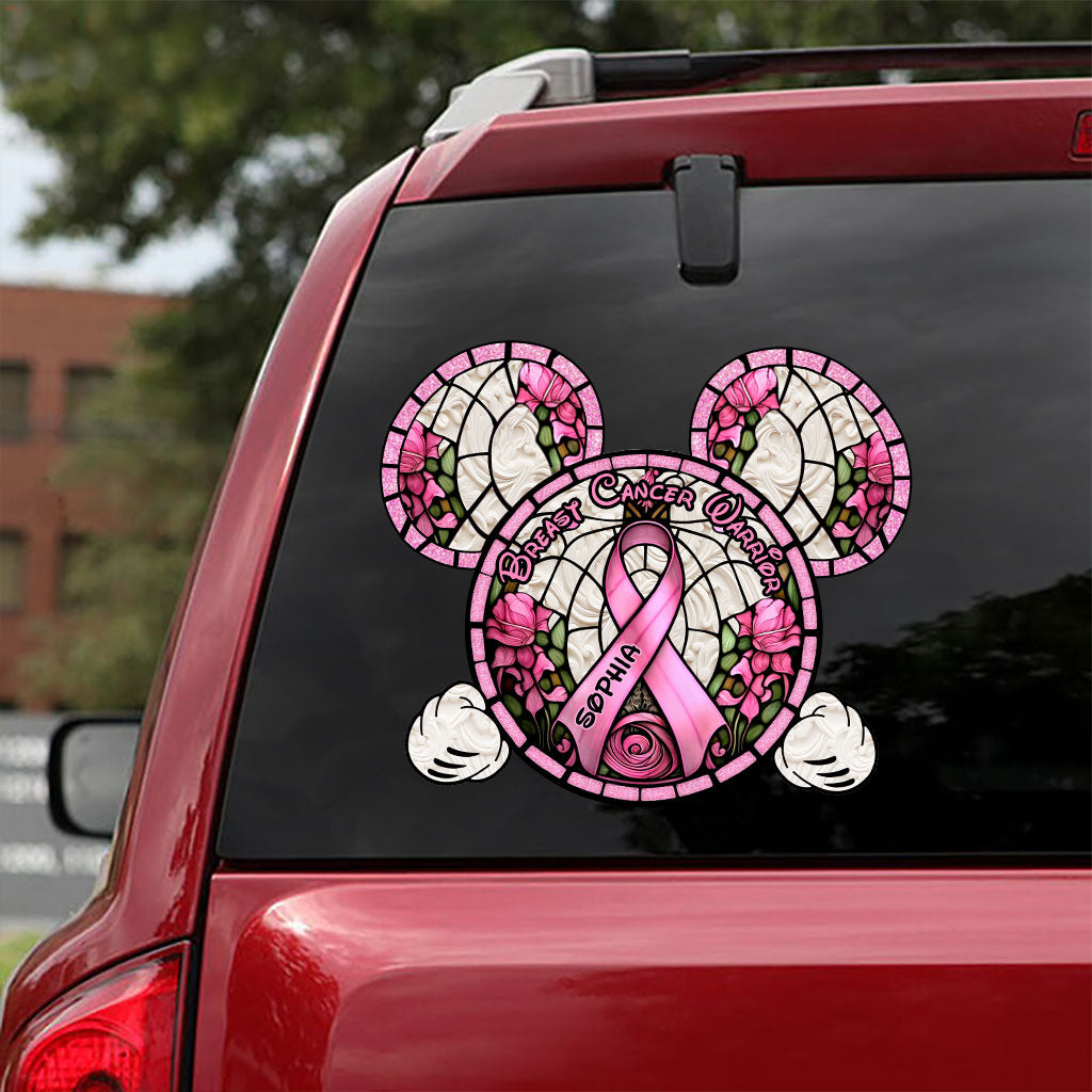 Personalized Breast Cancer Warrior Mouse Decal Custom Name Decal Die Cut GradoCreations