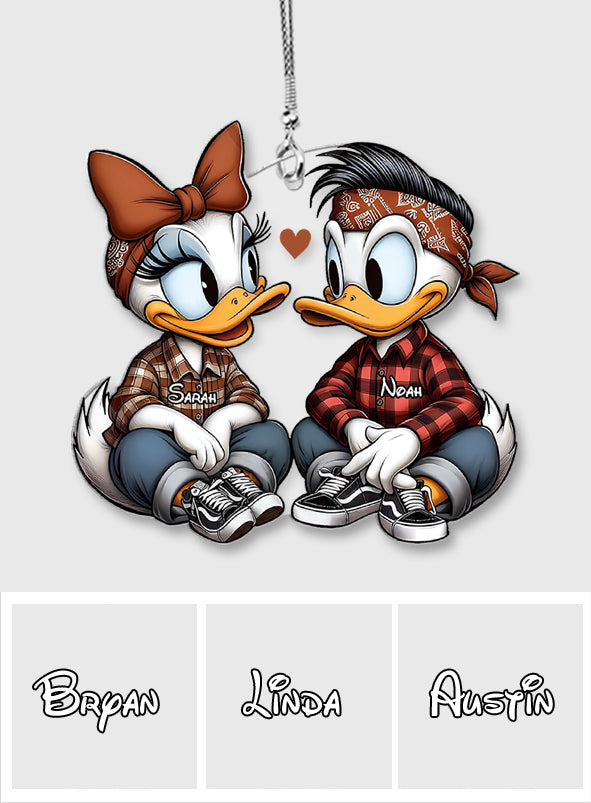 Personalized Chicano Duck Couple Car Ornament Custom Name Gift Car Ornament GradoCreations