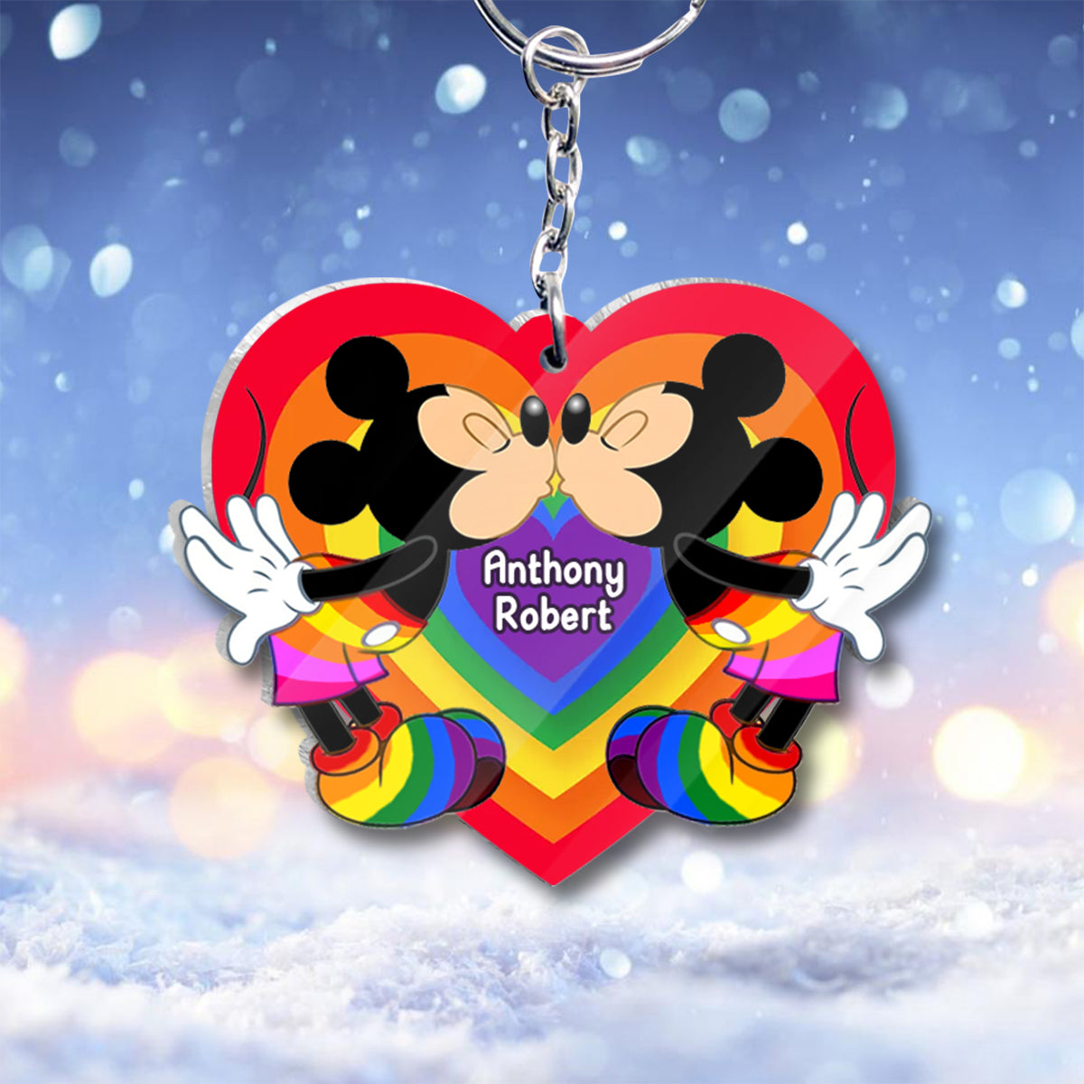 Personalized Acrylic LGBT Support Keychain for Couples | Love Is Love One-sided Keychain GradoCreations