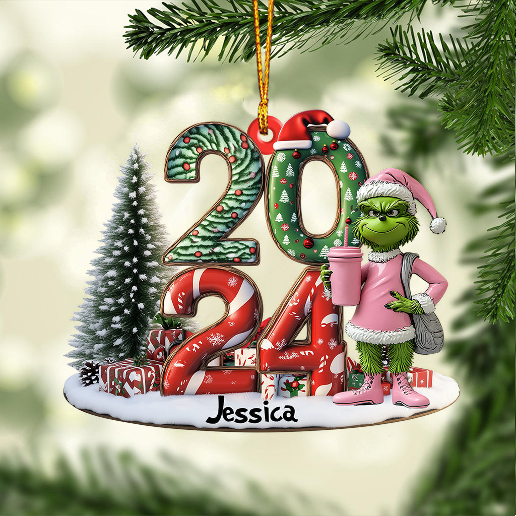 Personalized Grinch Christmas Ornament Custom Shaped Gift 2024 One-sided Custom Shaped Ornament GradoCreations