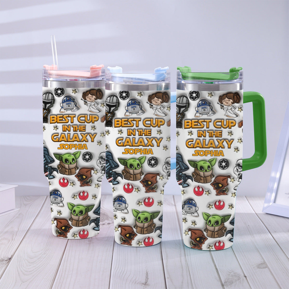 Personalized Galaxy Tumbler with Handle Gift for Kids - Custom Name Tumbler With Handle GradoCreations