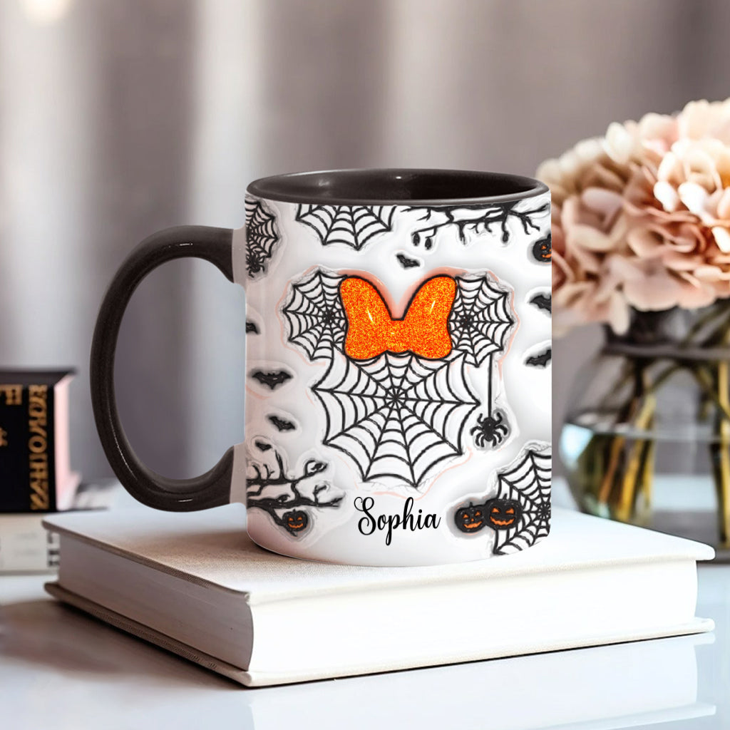 Personalized Halloween Accent Mug with Spider Webs & Name Accent Mug GradoCreations