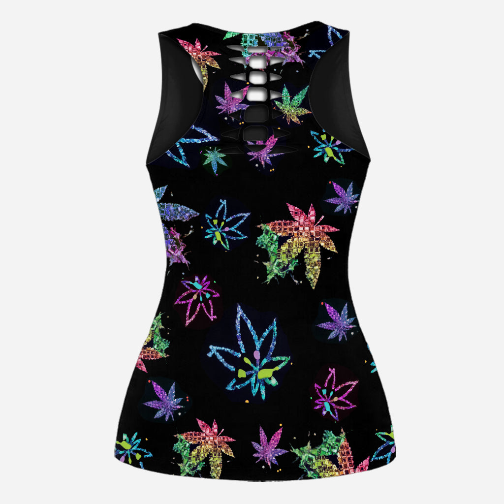Personalized Weed Hollow Tank Top & Shorts Set for Women Hollow Tank Top & Women Shorts GradoCreations