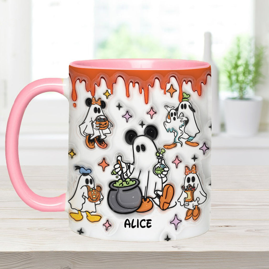 Personalized Spooky Ghost Accent Mug Custom Name Halloween Gift Accent Mug GradoCreations