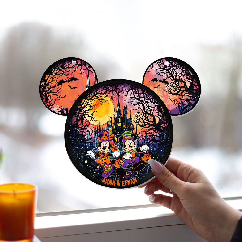 Personalized Halloween Mouse Couple Suncatcher Ornament Gift Window Hanging Suncatcher Ornament GradoCreations