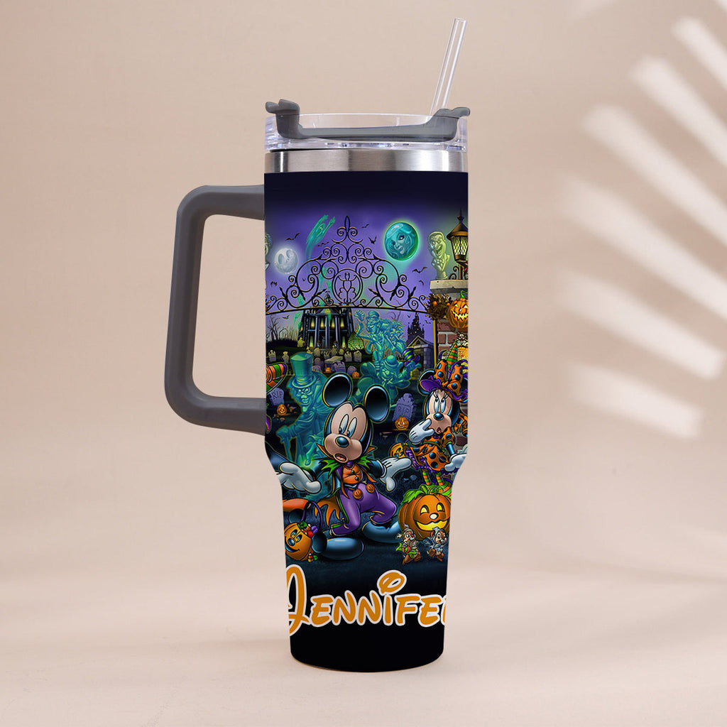 Personalized Halloween Tumbler with Handle for Drinks Tumbler With Handle GradoCreations