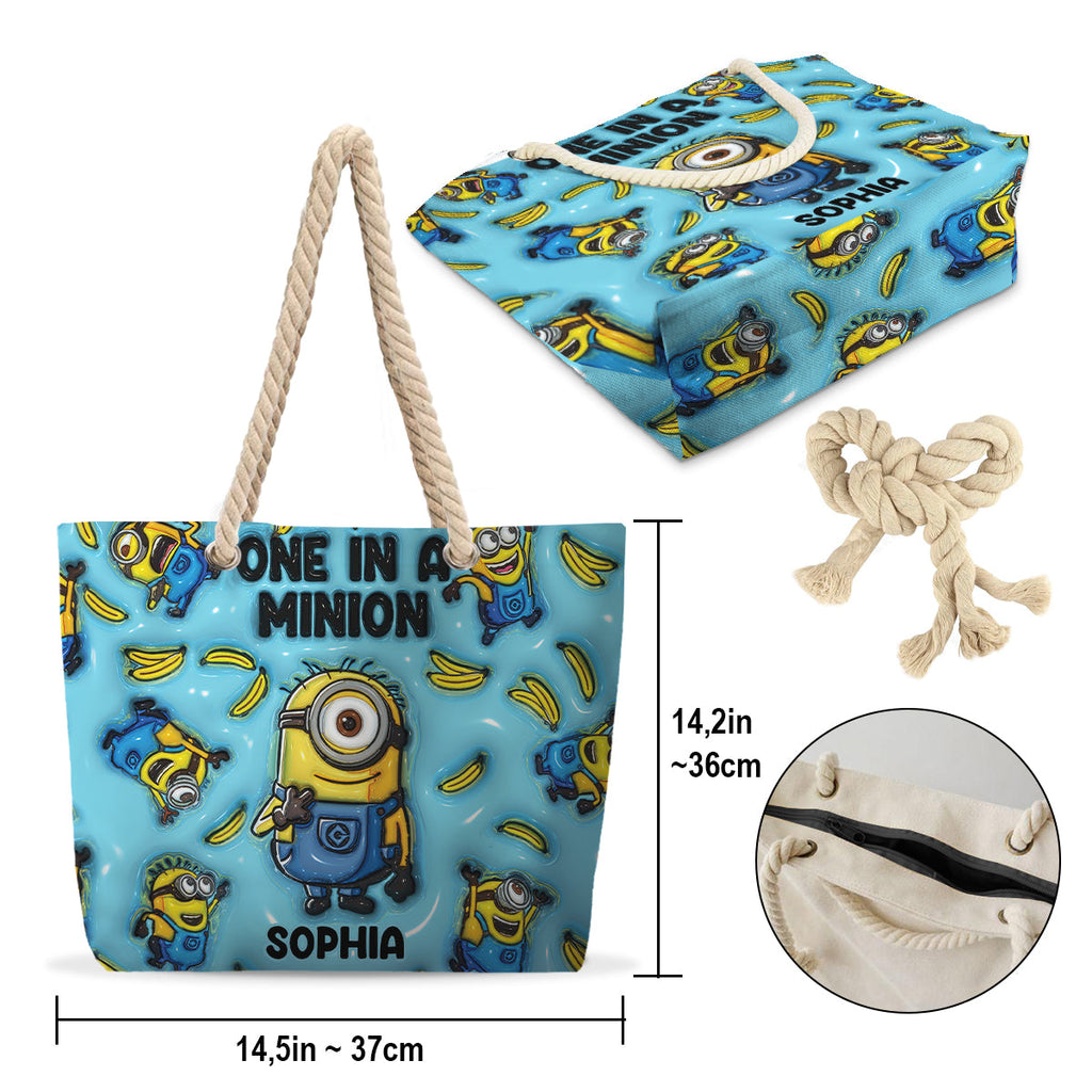 Personalized Canvas Beach Bag Custom Minions Design Gift Beach Bag GradoCreations
