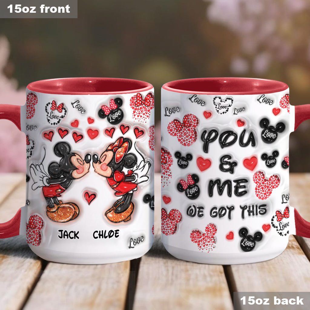 Personalized Accent Mug You & Me Kissing Mickey Minnie Gift for Couple Accent Mug GradoCreations
