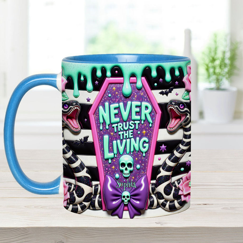 Personalized Accent Mug Never Trust The Living Gift for Couple Accent Mug GradoCreations