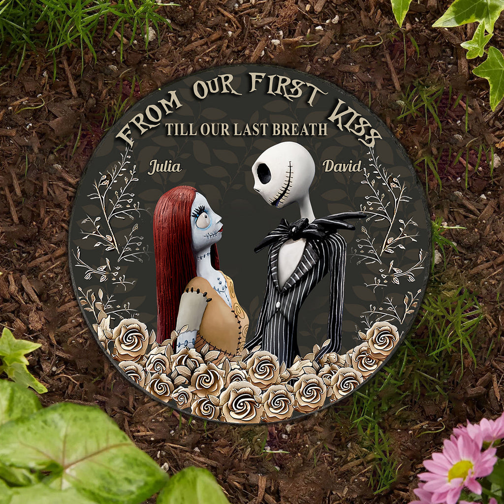 Personalized Round Slate Stone First Kiss Gift for Couples Round Shaped Stone GradoCreations