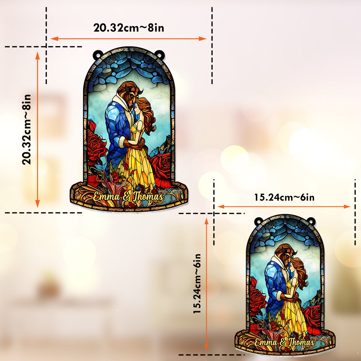 Personalized Couple Suncatcher Ornament Gift for Home Decor Window Hanging Suncatcher Ornament GradoCreations