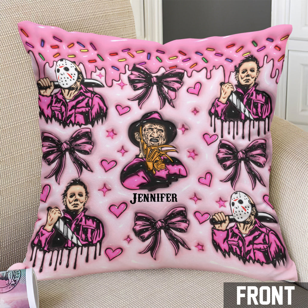 Personalized Horror Movie Fan Throw Pillow Custom Name Gift Throw Pillow GradoCreations