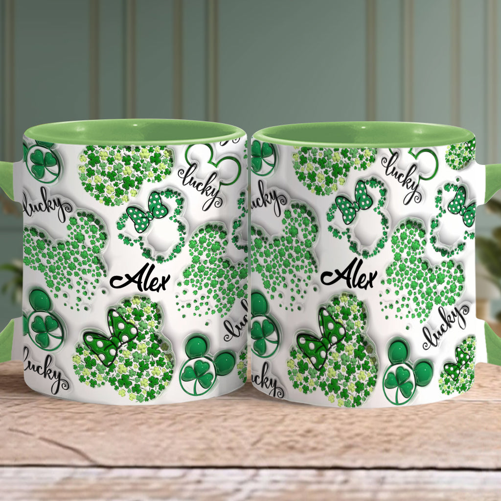 Personalized Shamrock Mouse Ears Accent Mug Gift for St. Patrick's Day Accent Mug GradoCreations