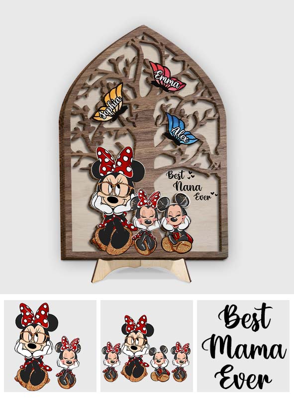 Personalized Best Nana Ever Mouse Ears 2-Layered Wood Sign Gift 2 Layered Wood Sign GradoCreations