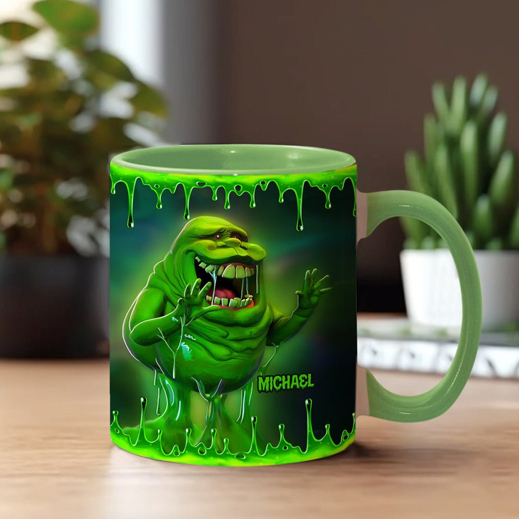 Personalized Green Ghost Accent Mug for Halloween & Birthdays Accent Mug GradoCreations