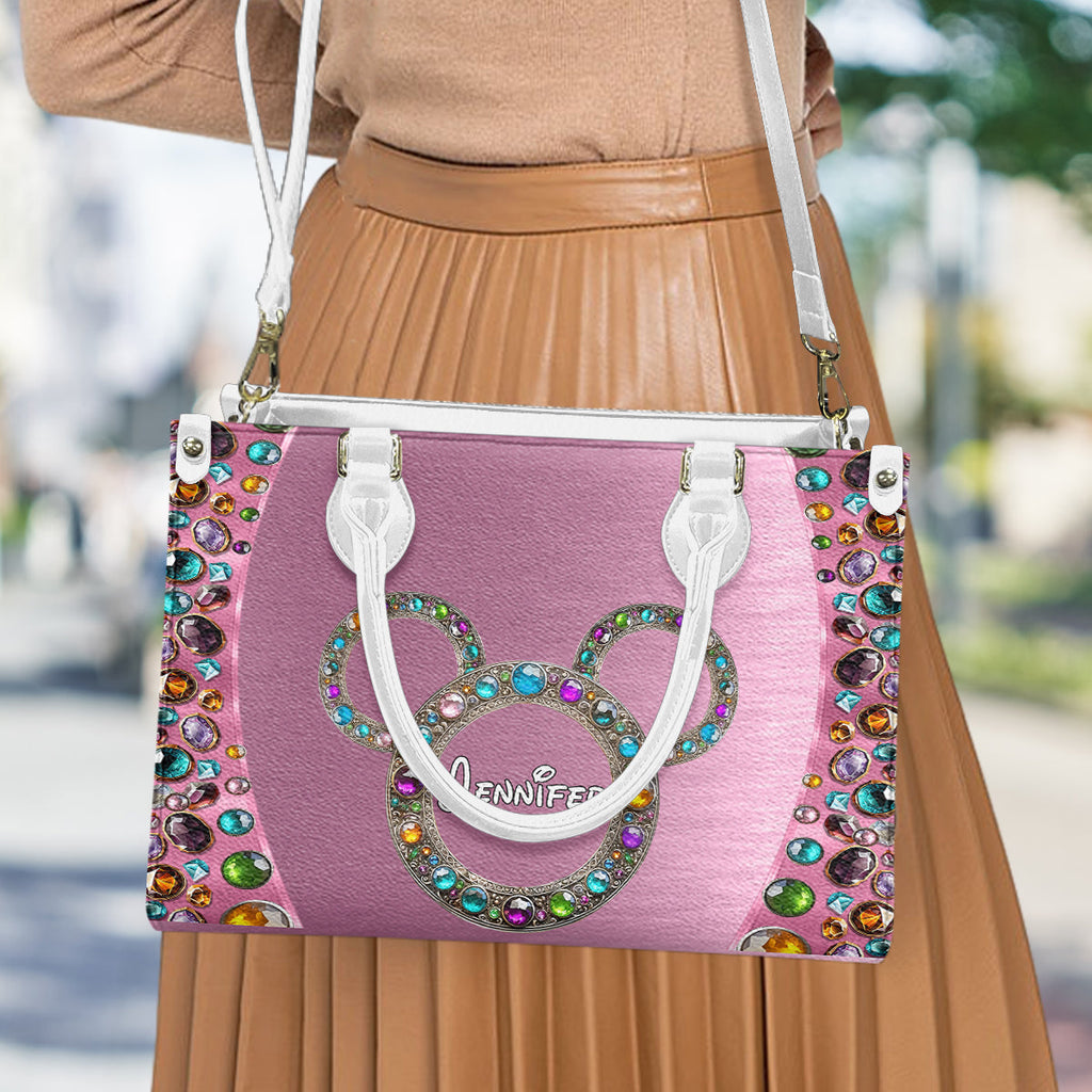 Personalized Pink Leather Handbag with Custom Name for Women Leather Handbag 2 GradoCreations