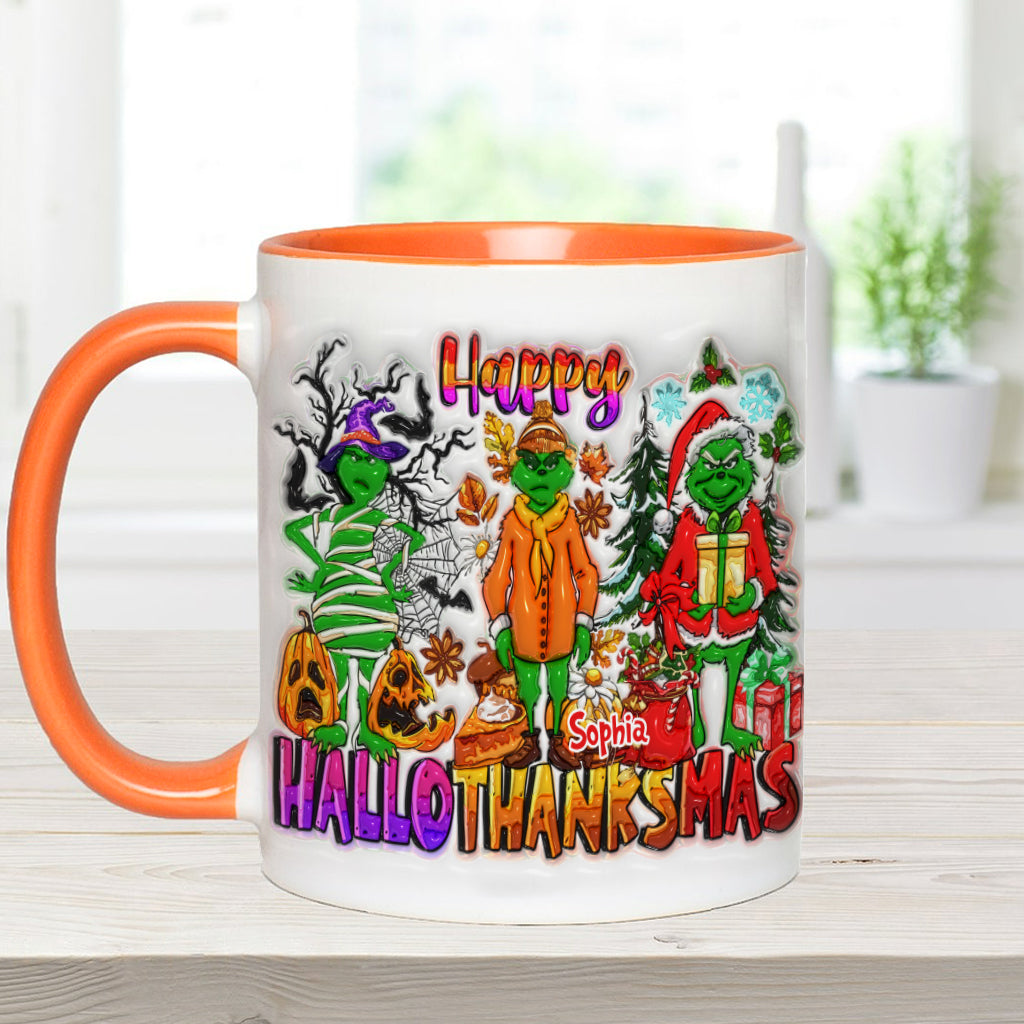 Personalized Grinch Accent Mug Custom Name Holiday Gift Accent Mug GradoCreations