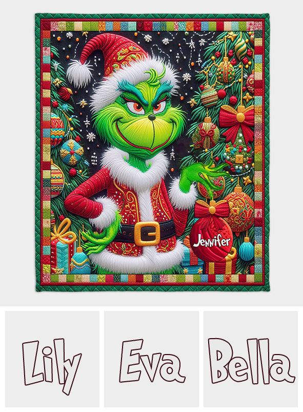 Personalized Grinchmas Quilt Holiday Gift for Kids & Family Quilt GradoCreations