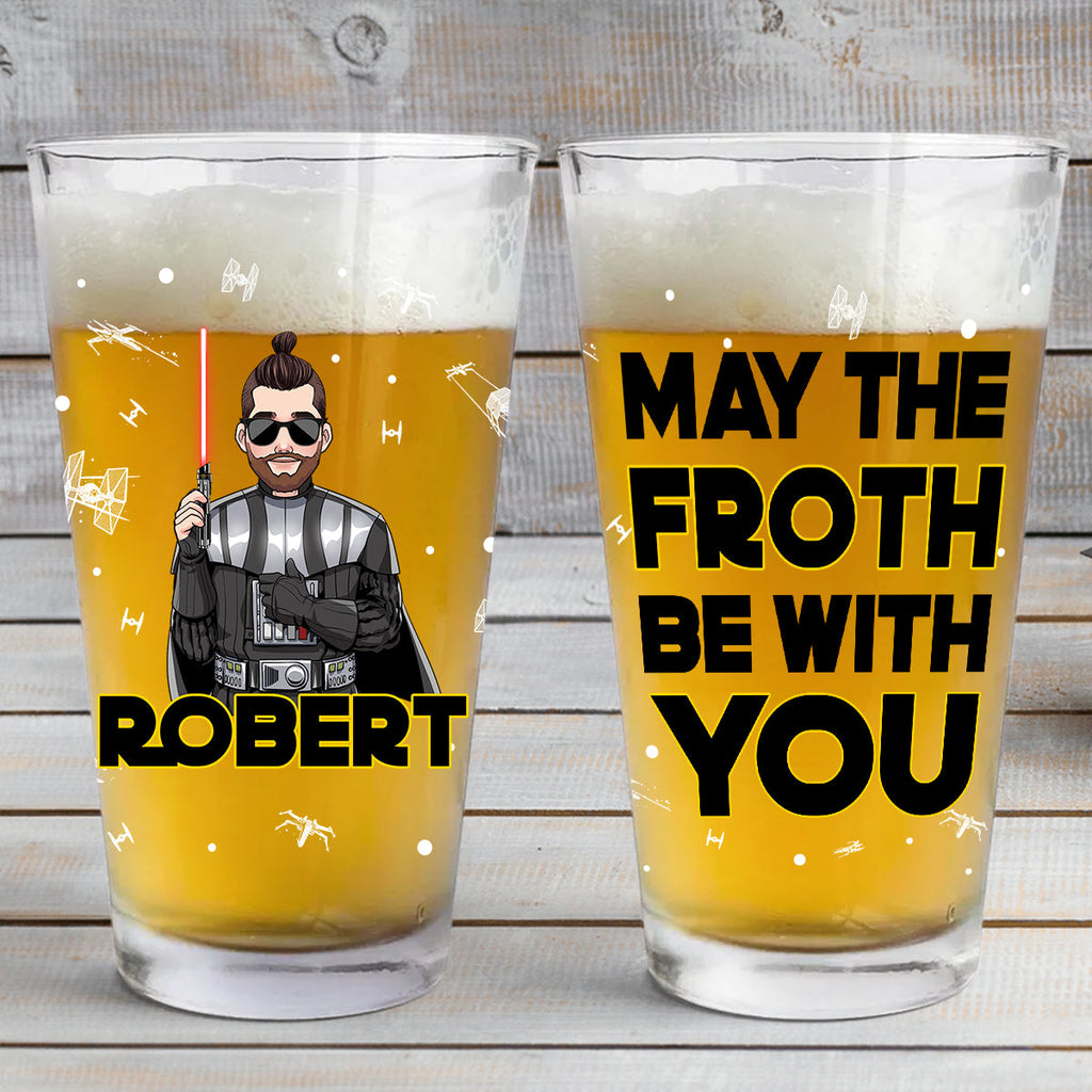 Personalized Beer Glass with Star Wars Theme Custom Name Gift for Dad Beer Glass GradoCreations