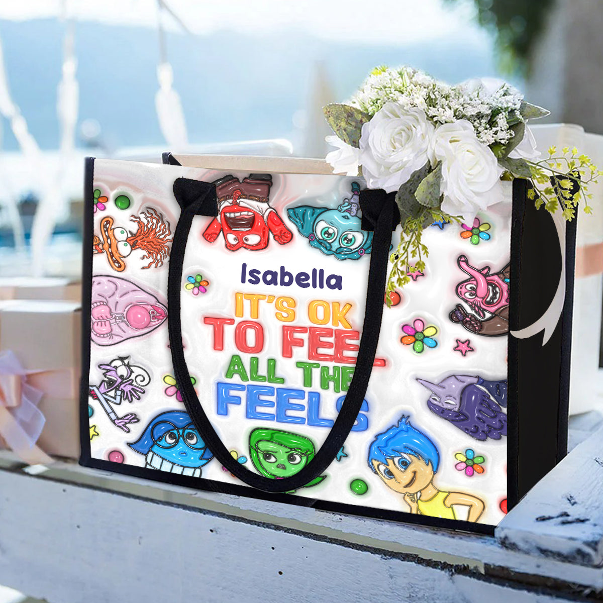 Personalized Canvas Tote Bag It's Okay To Feel All The Feels Gift for Mom/Teacher Canvas Tote Bag GradoCreations