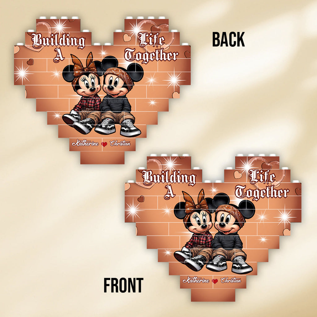 Personalized Heart Building Brick Blocks Custom Couple Gift for Wedding Anniversary Heart Building Brick Blocks GradoCreations