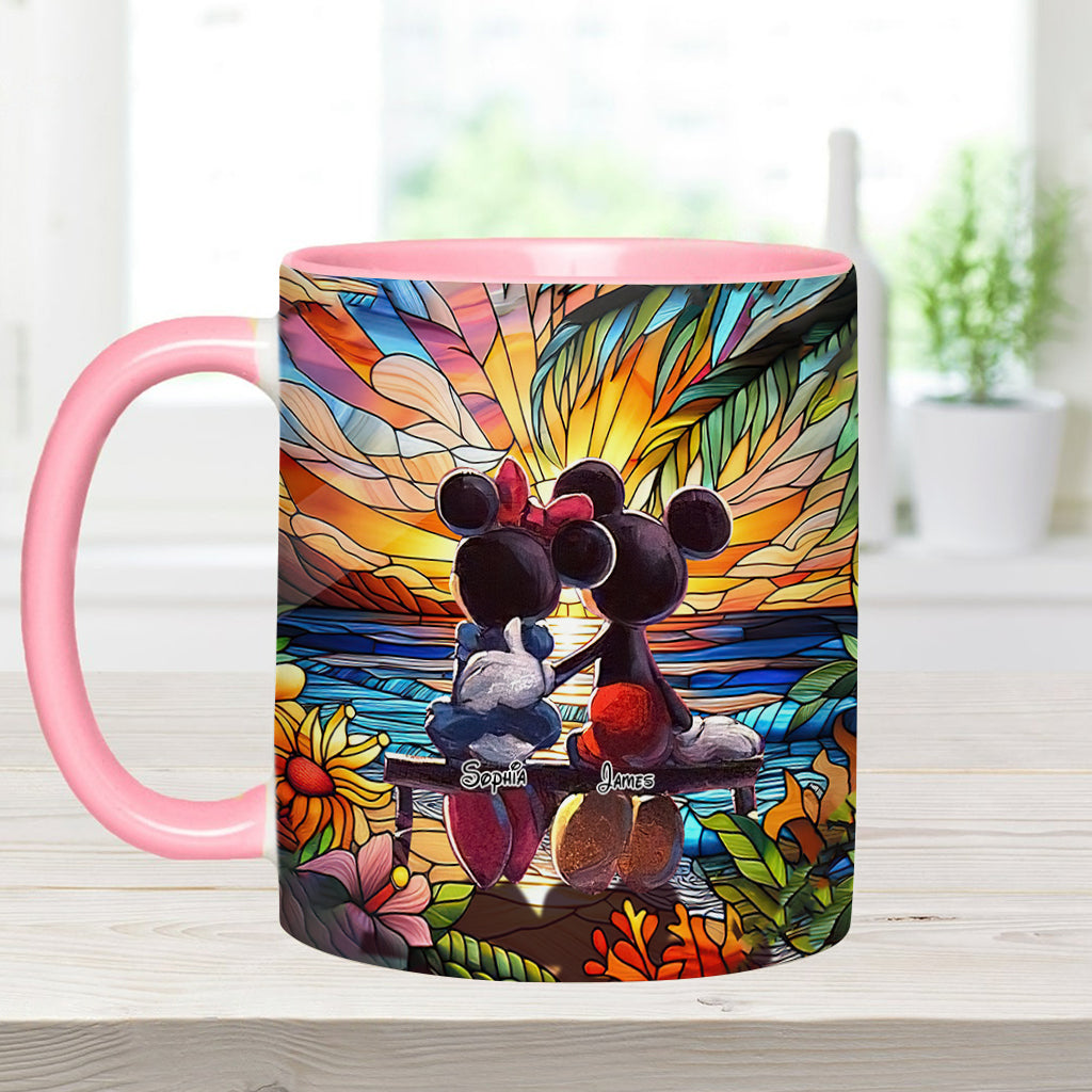 Personalized Sunset Accent Mug Custom Name Gift for Couples Accent Mug GradoCreations