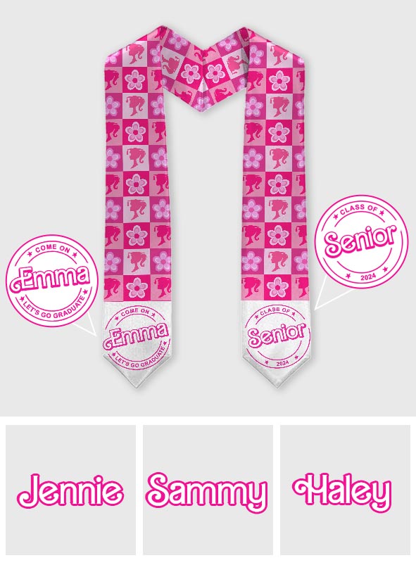 Personalized Pink Graduation Stole Custom Name for Seniors Graduation Stole GradoCreations