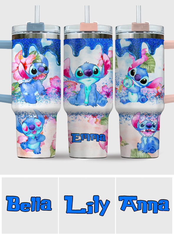 Personalized Tropical Vibe Tumbler With Handle Custom Name Gift Tumbler With Handle GradoCreations