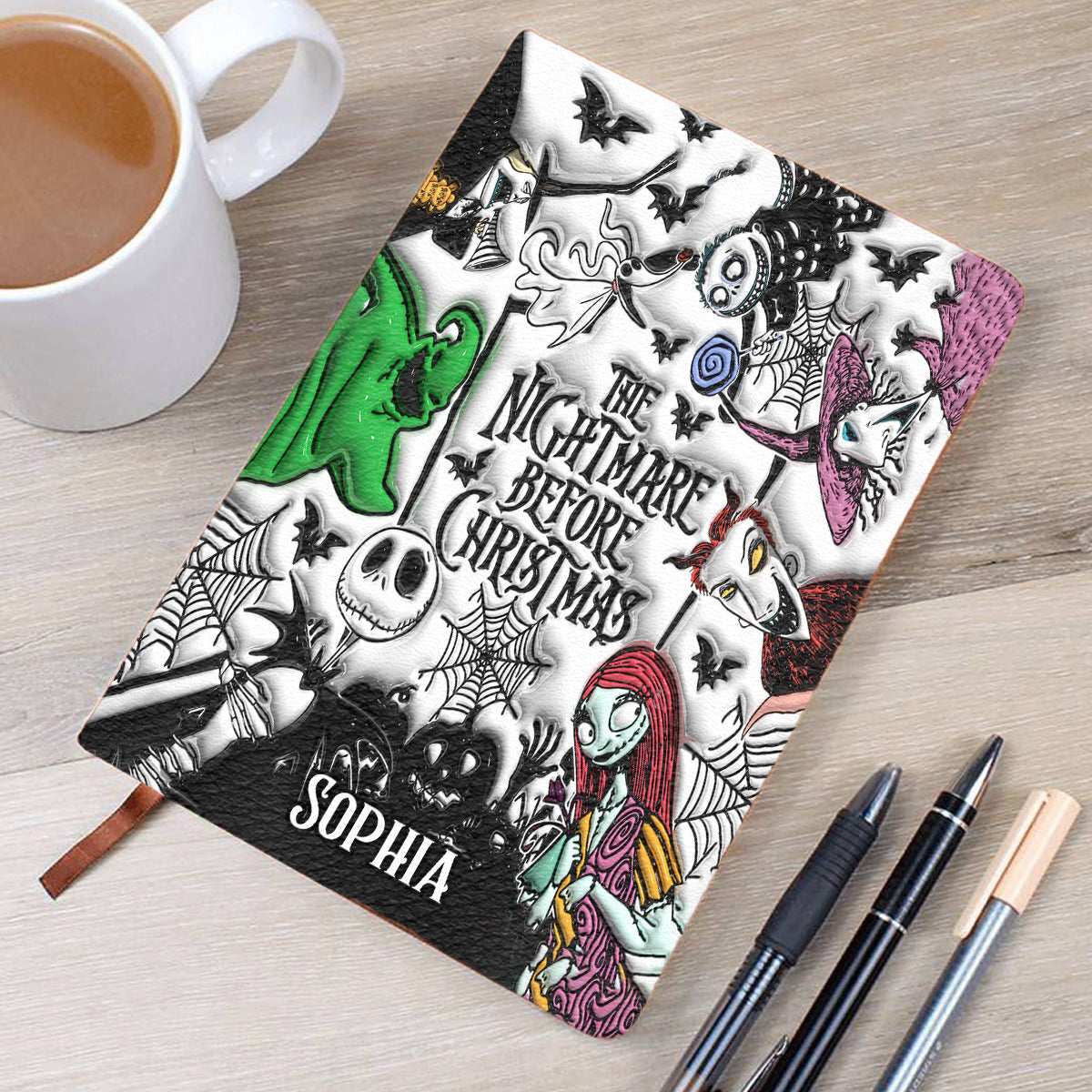 Personalized Nightmare Before Christmas Leather Journal Gift Leather Journal GradoCreations