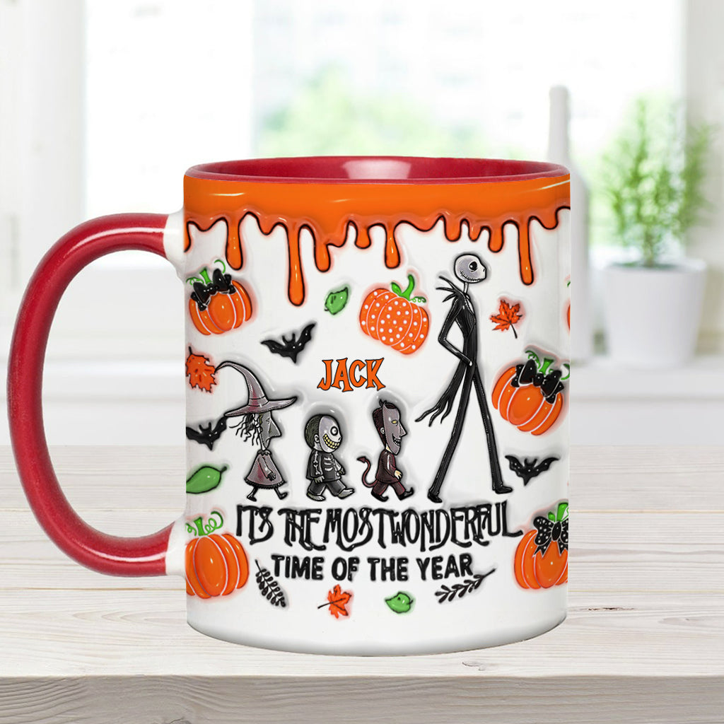 Personalized Autumn Skeleton Accent Mug Custom Name Gift Accent Mug GradoCreations