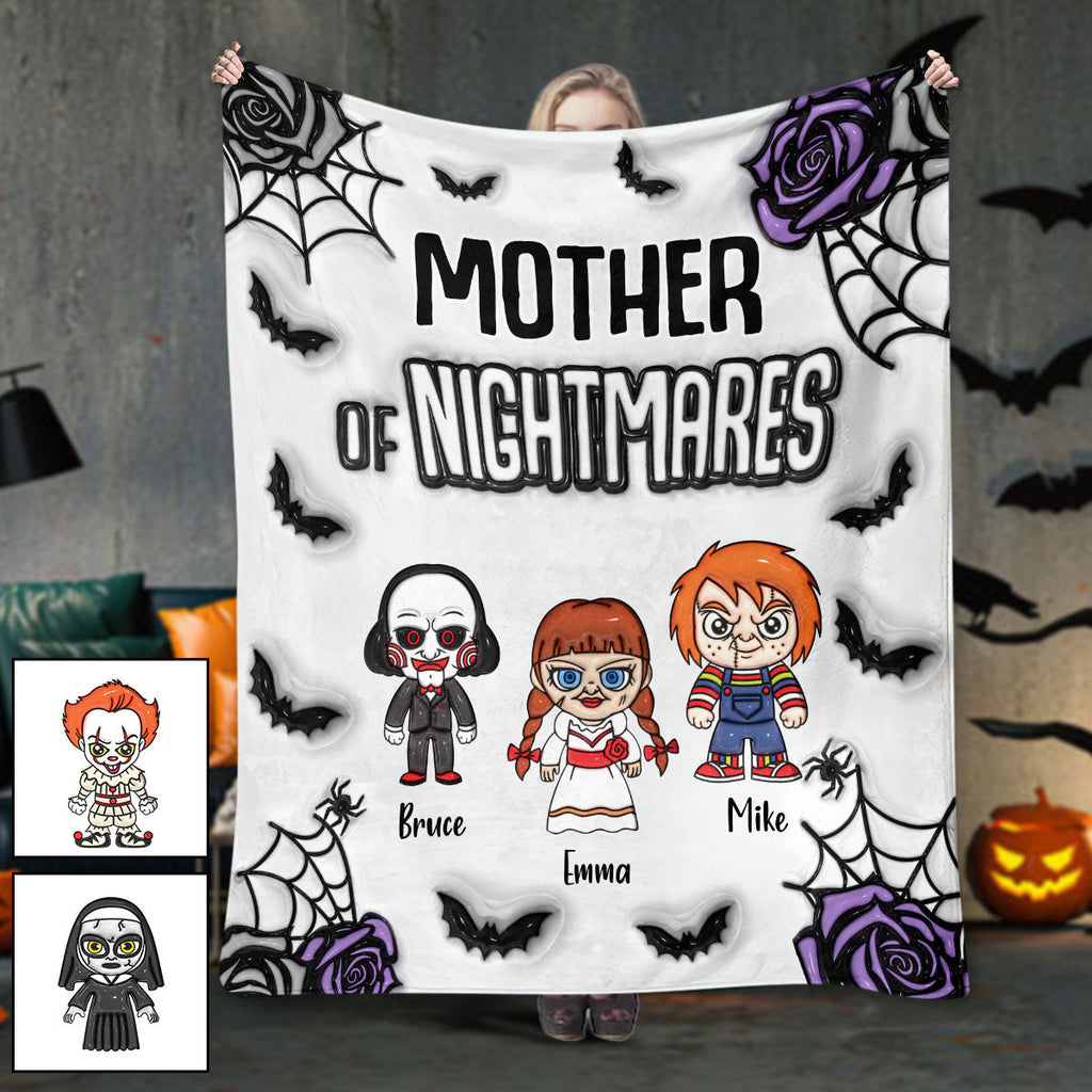 Personalized Mother Blanket with Nightmare Characters for Halloween Blanket GradoCreations