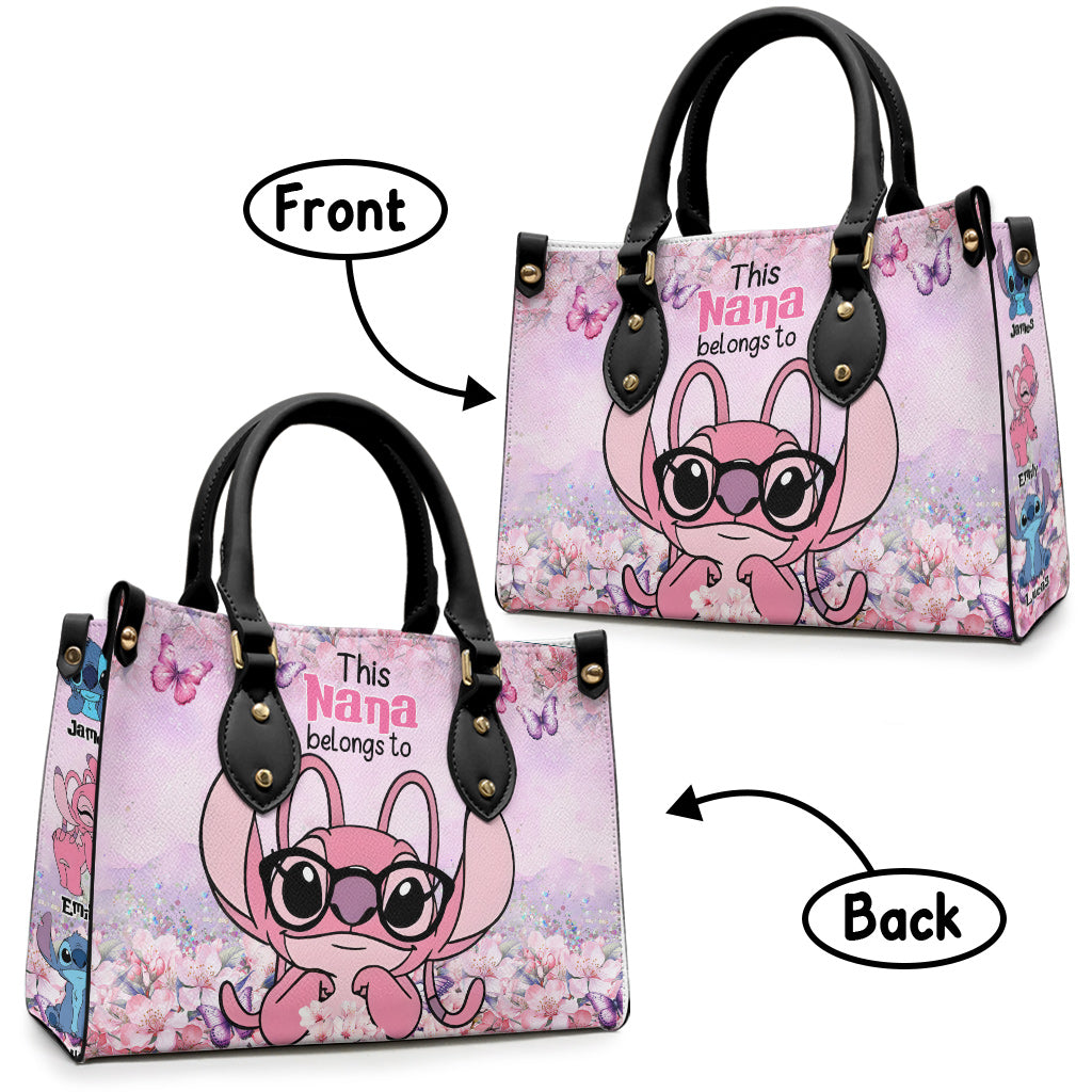 Personalized Leather Handbag with Ohana Design for Grandma - Unique Gift Leather Handbag GradoCreations