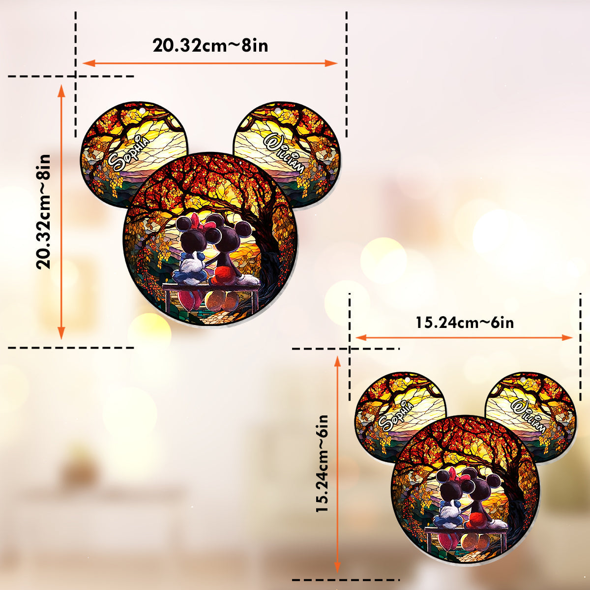 Personalized Mouse Couple Window Hanging Suncatcher Ornament Gift Window Hanging Suncatcher Ornament GradoCreations