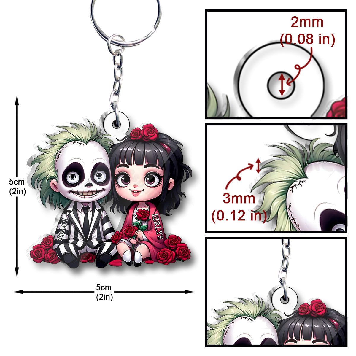 Personalized Horror Couple Keychain Custom Name Gift One-sided Custom Shaped Keychain GradoCreations