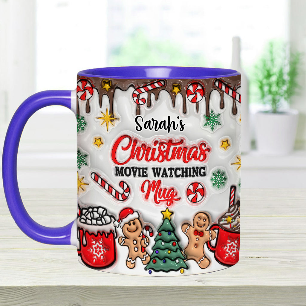 Personalized Christmas Movie Watching Mug Custom Name Gift Accent Mug GradoCreations