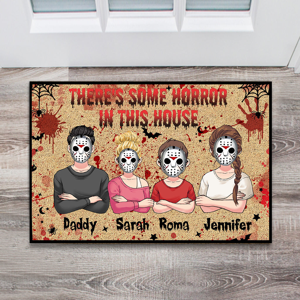 Personalized Halloween Horror Family Doormat Custom Name Gift Doormat GradoCreations