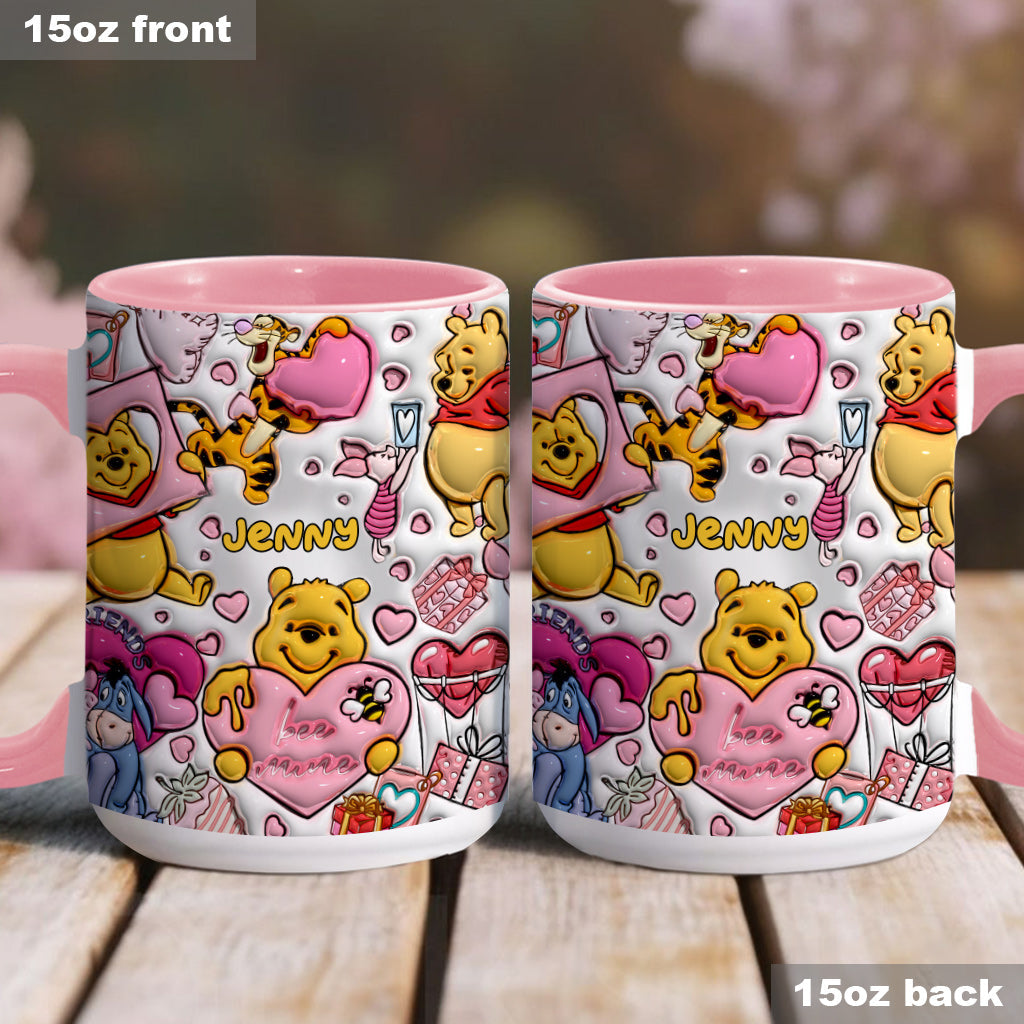 Personalized Accent Mug with Cute Pooh Bear Design for Valentine’s Day or Wedding Gift Accent Mug GradoCreations