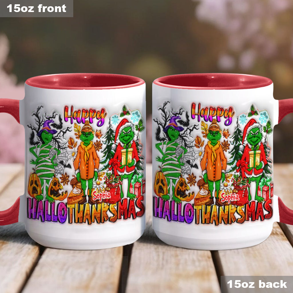 Personalized Grinch Accent Mug Custom Name Holiday Gift Accent Mug GradoCreations