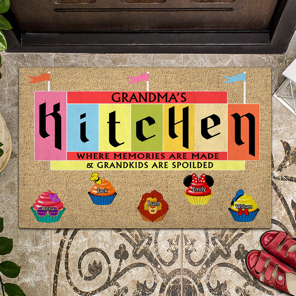 Personalized Grandma's Kitchen Doormat Custom Names Gift Doormat GradoCreations