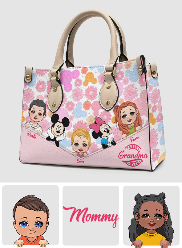 Personalized Leather Handbag Best Grandma Gift with Kids' Faces Leather Handbag GradoCreations