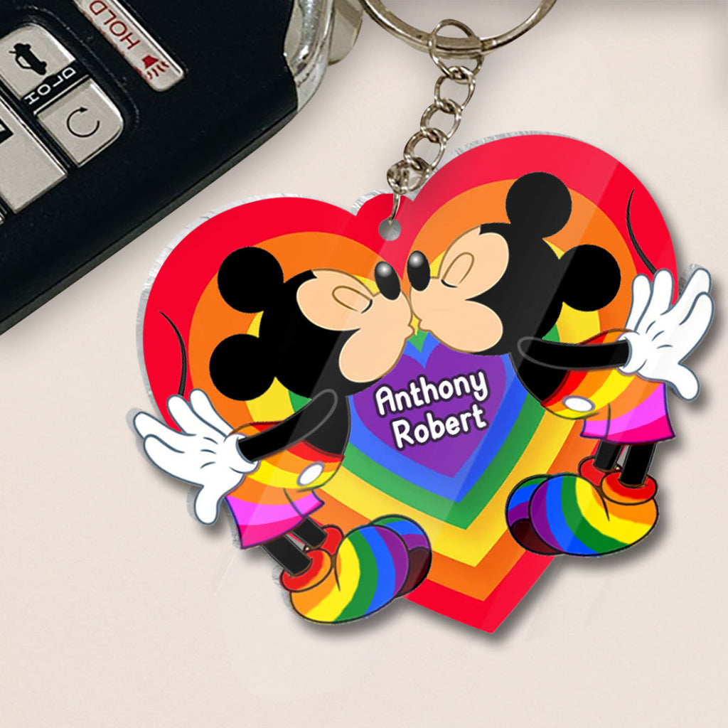 Personalized Acrylic LGBT Support Keychain for Couples | Love Is Love One-sided Keychain GradoCreations