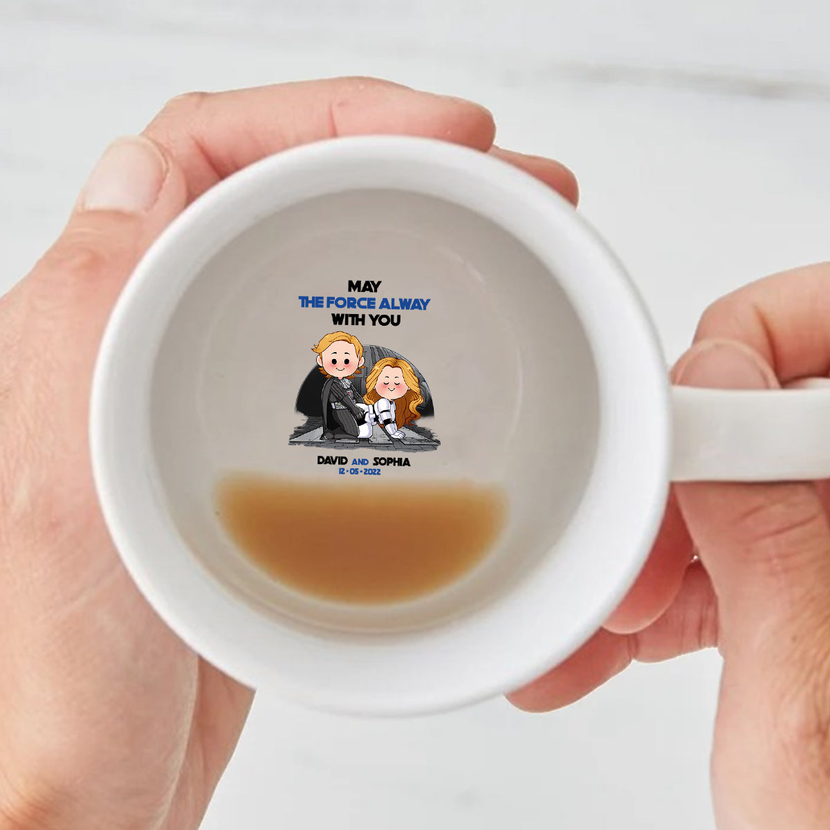 Personalized Hidden Message Coffee Mug with Custom Name - May The Force Be With You Gift Hidden Message Mug GradoCreations