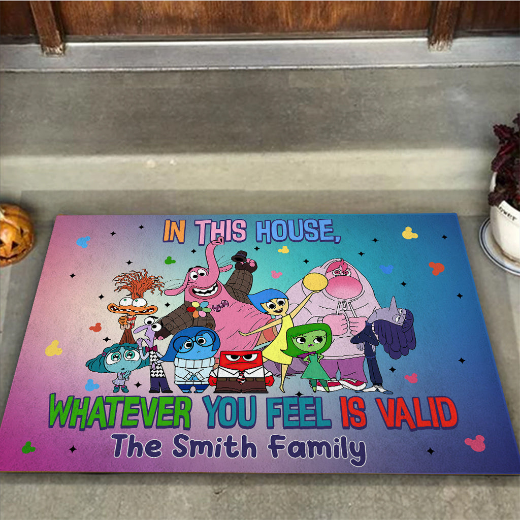 Personalized Doormat Colorful House Theme Custom Family Name Gift Doormat GradoCreations