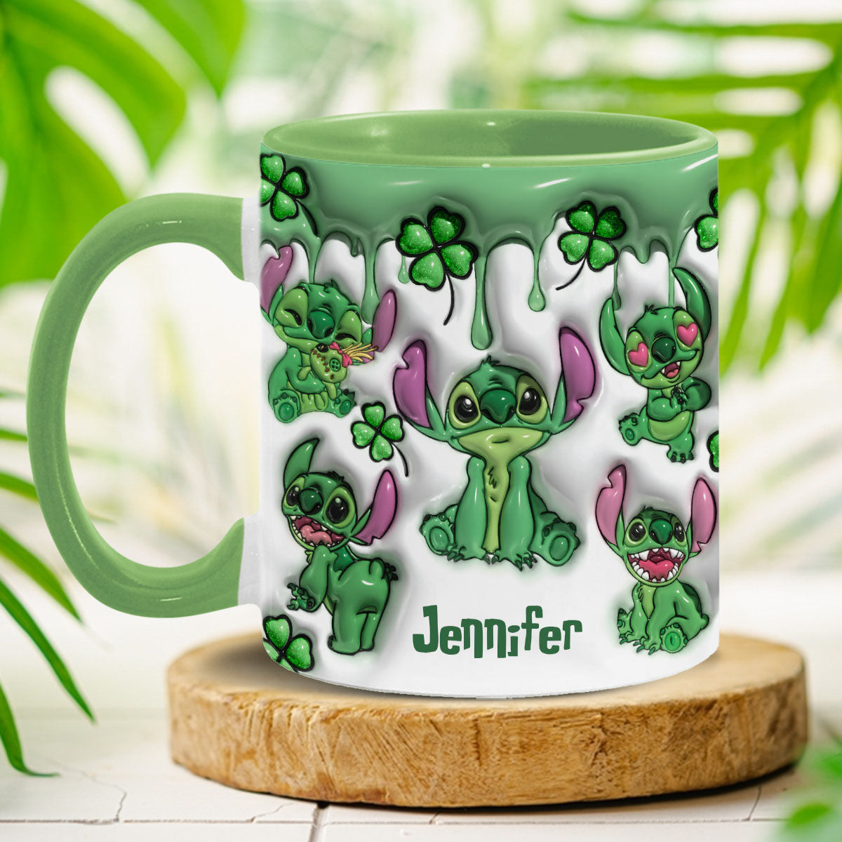 Personalized Lucky Shamrock Accent Mug Custom Name Gift Accent Mug GradoCreations