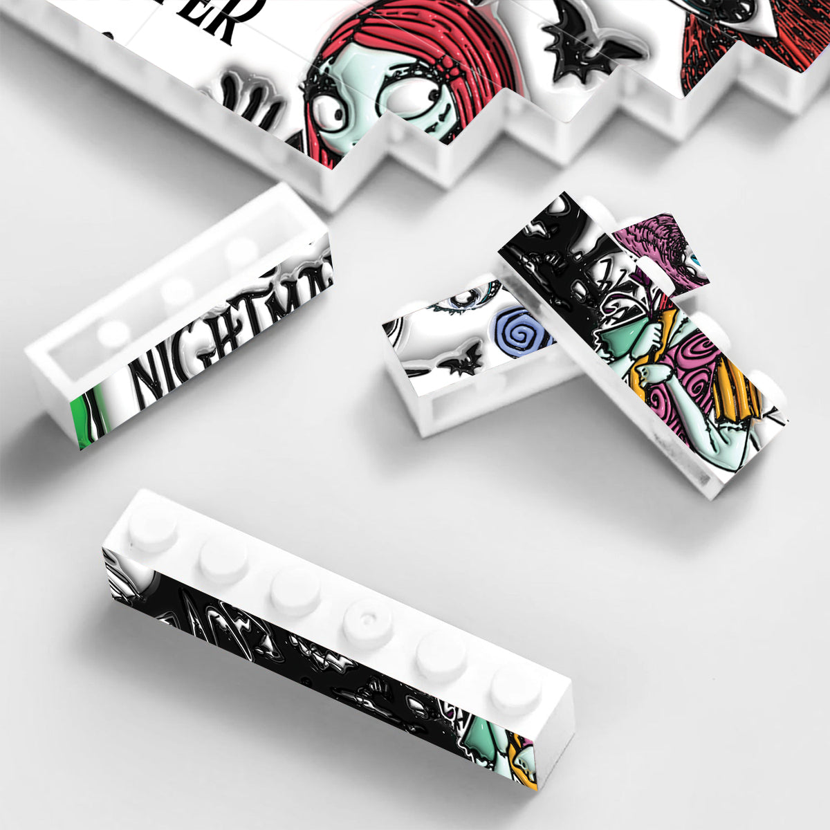 Personalized Nightmare Before Christmas Building Brick Blocks for Kids Rectangle Building Brick Blocks GradoCreations
